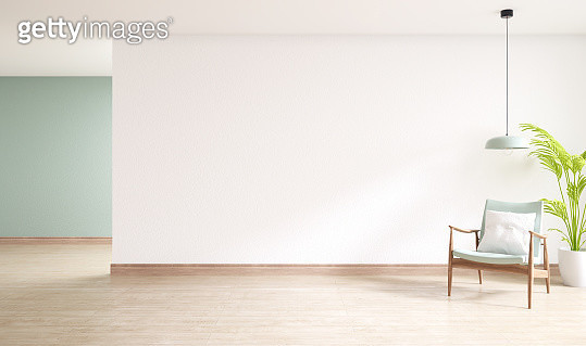 Minimal Interior Of Living Room, Wood Armchairs With Plant On Wood Flooring - gettyimageskorea