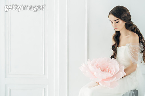 Studio shot of young beautiful bride - gettyimageskorea